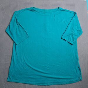 J. Jill Top Womens XL Luxe Supima Cotton Pleat Back Tunic Dark Teal Lagenlook
